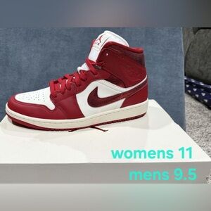 Jordan Women's Red and White High-Top Sneakers